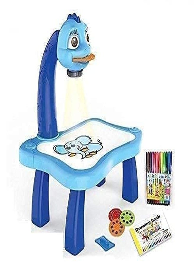 KIDIIG Frozen Theme 3 in 1 Kids Painting Drawing Activity Kit Table Projector Table 24 Key, Blue - Image 4